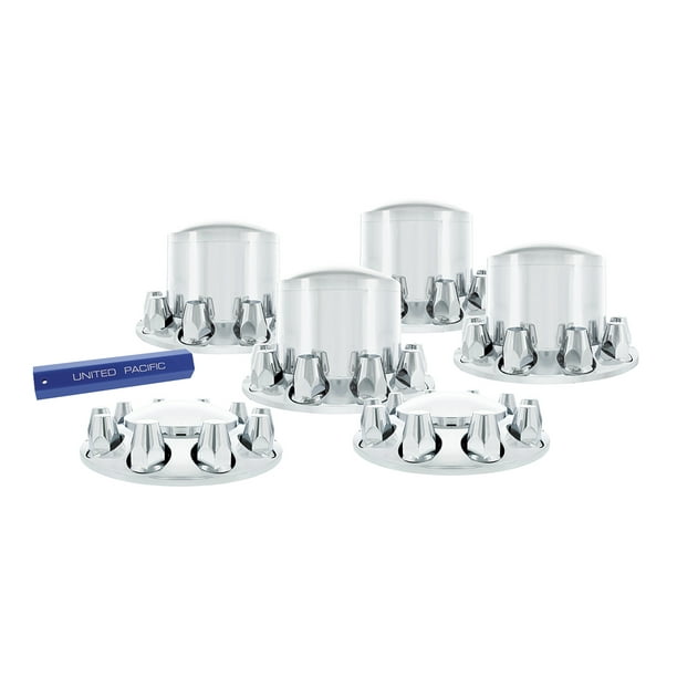 chrome hub cover axle kit 33mm truck push on semi front rear set pointed caps 